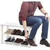 image:imageSimple Houseware Wooden Top Shoe Rack Bench for Entryway GreyWhite