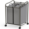 image:imageSimple Houseware 2Bag Heavy Duty Laundry Sorter Rolling Cart SilverDark Gray