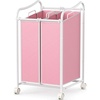 image:imageSimple Houseware 2Bag Heavy Duty Laundry Sorter Rolling Cart SilverPink