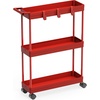 image:imageSimple Houseware 3Tier Slim Rolling Cart wHandle 55 Wx275 H WhiteRed