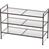 image:imageSimple Houseware 3Tier Stackable Mesh Shoe Rack BlackBronze