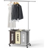 image:imageSimple Houseware Laundry Sorter Cart with Hanging Rod SilverMulti