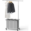 image:imageSimple Houseware Laundry Sorter Cart with Hanging Rod SilverSilver
