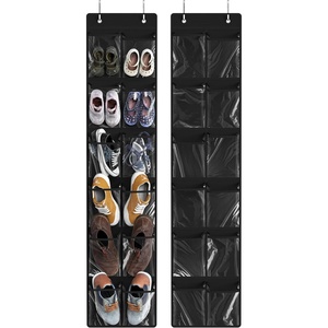 image:imageSimple Houseware 12 Pockets Large Over Door Shoe Organizer 2 Pack GrayBlack