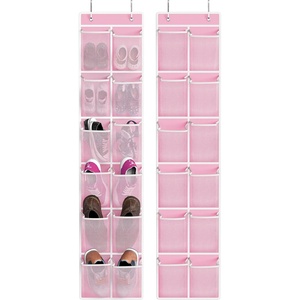 image:imageSimple Houseware 12 Pockets Large Over Door Shoe Organizer 2 Pack GrayPink