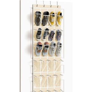 image:imageSimple Houseware 24 Pockets Large Clear Over the Door Shoe Organizer GrayBeige