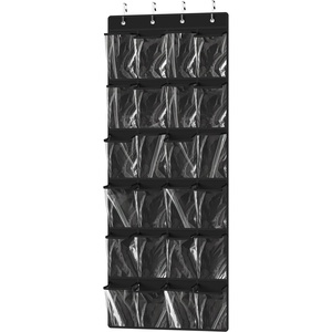 image:imageSimple Houseware 24 Pockets Large Clear Over the Door Shoe Organizer GrayBlack
