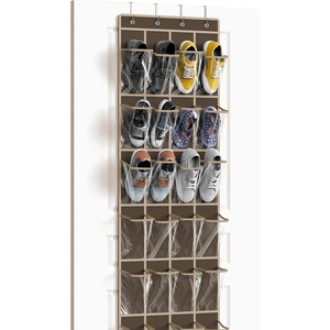 image:imageSimple Houseware 24 Pockets Large Clear Over the Door Shoe Organizer GrayBrown