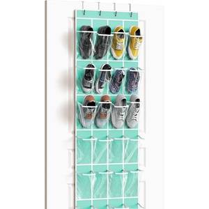 image:imageSimple Houseware 24 Pockets Large Clear Over the Door Shoe Organizer GrayTurquoise
