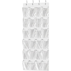 image:imageSimple Houseware 24 Pockets Large Clear Over the Door Shoe Organizer GrayWhite