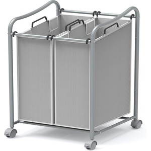 image:imageSimple Houseware 2Bag Heavy Duty Laundry Sorter Rolling Cart SilverSilver