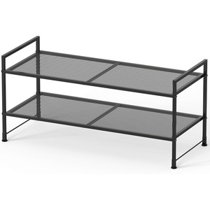 image:imageSimple Houseware 2Tier Stackable Mesh Shoe Rack BlackMesh Panel