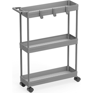 image:imageSimple Houseware 3Tier Slim Rolling Cart wHandle 55 Wx275 H WhiteGray