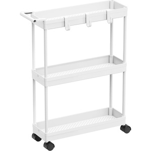 image:imageSimple Houseware 3Tier Slim Rolling Cart wHandle 55 Wx275 H WhiteWhite