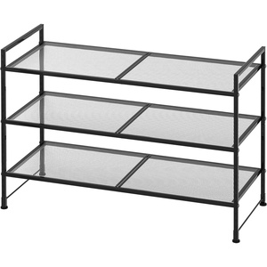 image:imageSimple Houseware 3Tier Stackable Mesh Shoe Rack BlackBlack