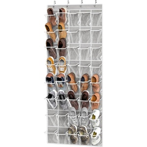 image:imageSimple Houseware 40 Pockets Large Clear Over the Door Shoe Organizer Gray