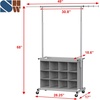 image:imageSimple Houseware Garment Rack wExtensible Hanging Rod amp 12 Cubes Grey