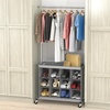 image:imageSimple Houseware Garment Rack wExtensible Hanging Rod amp 12 Cubes Grey