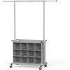 image:imageSimple Houseware Garment Rack wExtensible Hanging Rod amp 12 Cubes Grey