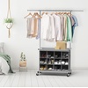 image:imageSimple Houseware Garment Rack wExtensible Hanging Rod amp 12 Cubes Grey