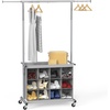 image:imageSimple Houseware Garment Rack wExtensible Hanging Rod amp 12 Cubes Grey